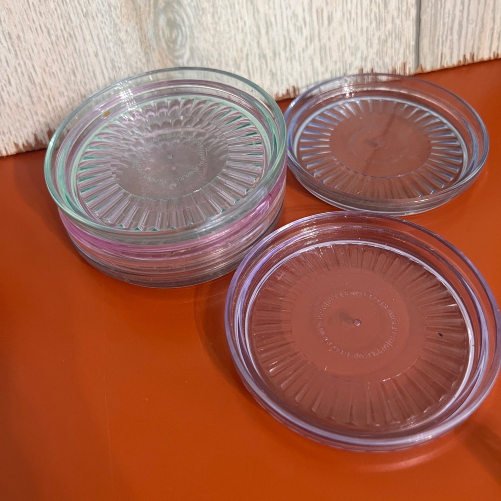 Vintage Tupperware Expressions Coasters Set of 6 Translucent Sunburst Acrylic - Picture 2 of 6